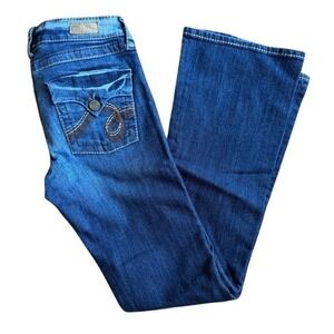 See Thru Soul‎ Jeans 26" Flare Jeans Faded Embroidered Women's Y2K Dark Wash